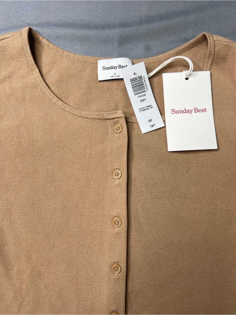 Sunday Best Izzy Cardigan Sweater NWT Small Gold Camel Button Front Aritzia